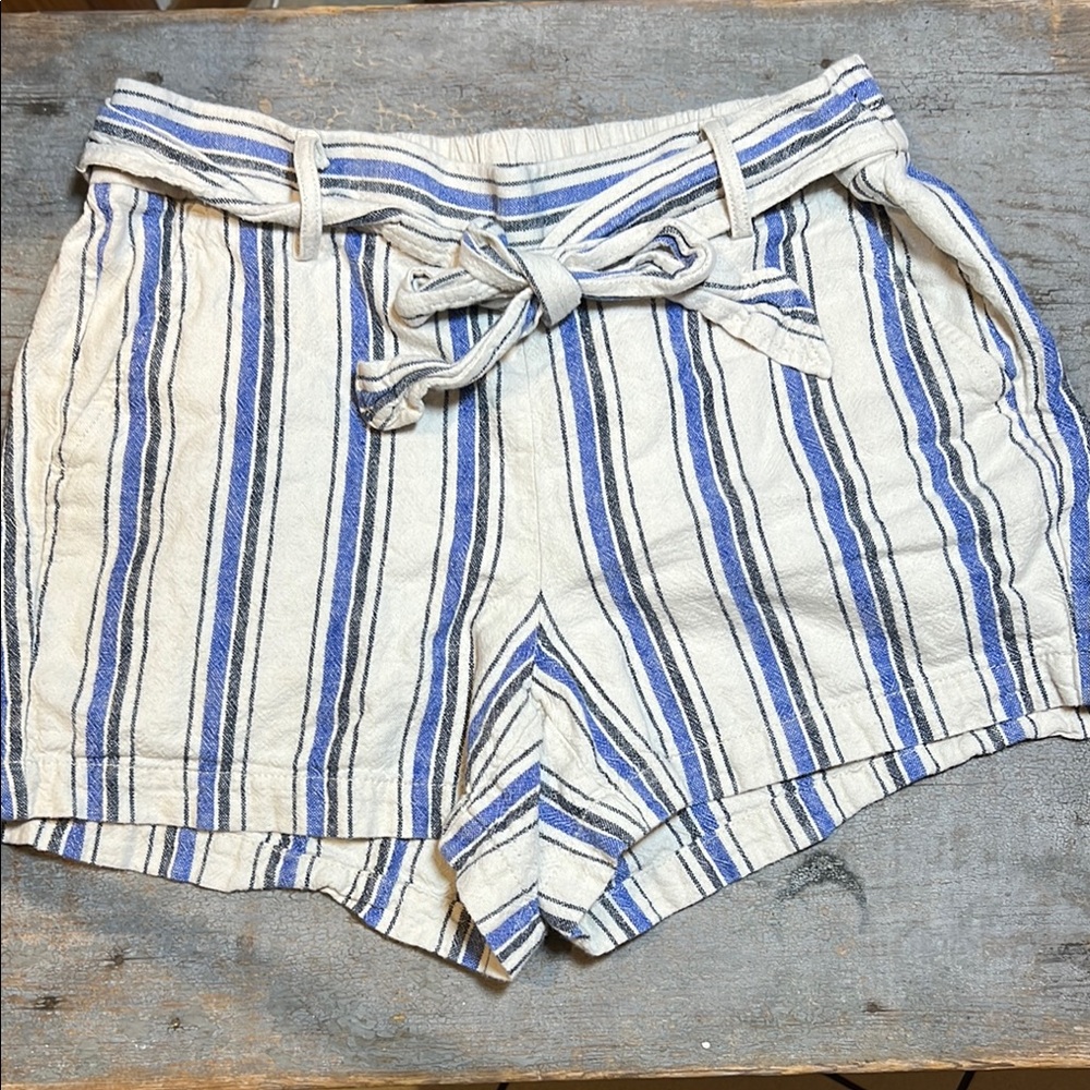 J. Crew High Waist Blue and White Striped Shorts